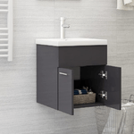 Mobile-Bagno-con-Lavabo-Integrato-Grigio-Lucido-in-Truciolato