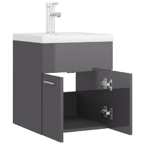 Mobile-Bagno-con-Lavabo-Integrato-Grigio-Lucido-in-Truciolato