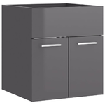 Mobile-Bagno-con-Lavabo-Integrato-Grigio-Lucido-in-Truciolato