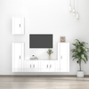 Set-di-Mobili-Porta-TV-5-pz-Bianco-Lucido-in-Legno-Multistrato