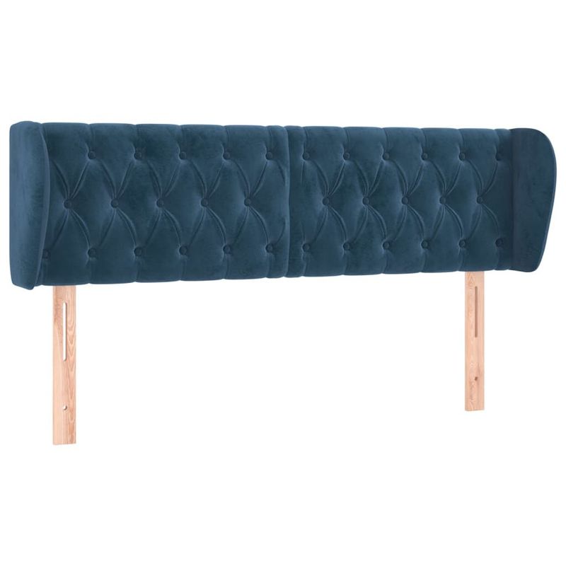 Testiera-ad-Orecchio-Blu-Scuro-147x23x78-88-cm-in-Velluto
