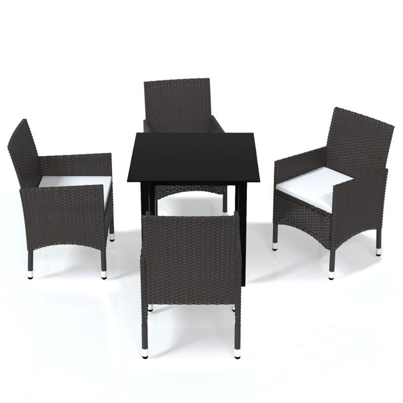 vidaXL-Set-da-Pranzo-per-Giardino-5-pz-con-Cuscini-Polyrattan-Marrone