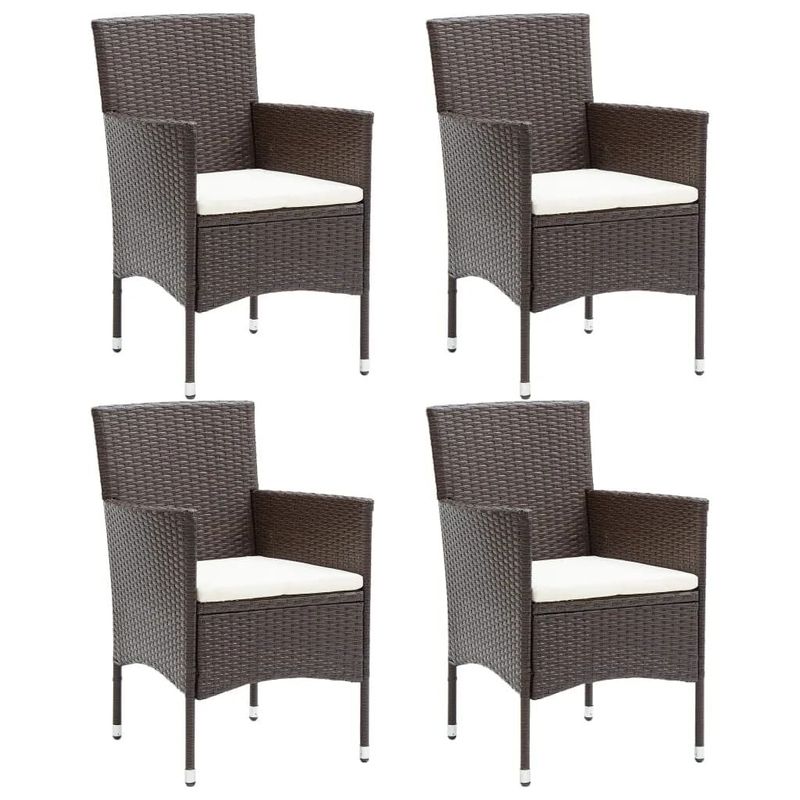 vidaXL-Set-da-Pranzo-per-Giardino-5-pz-con-Cuscini-Polyrattan-Marrone