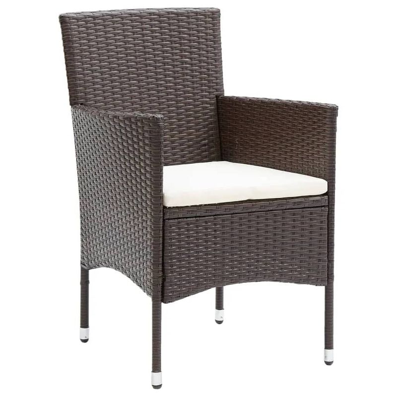 vidaXL-Set-da-Pranzo-per-Giardino-5-pz-con-Cuscini-Polyrattan-Marrone