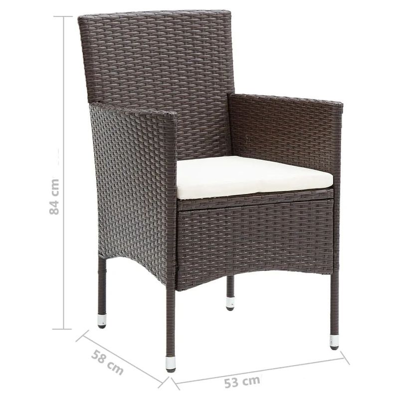 vidaXL-Set-da-Pranzo-per-Giardino-5-pz-con-Cuscini-Polyrattan-Marrone