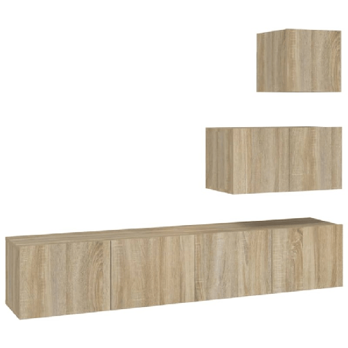 Set-di-Mobili-Porta-TV-4-pz-Rovere-Sonoma-in-Legno-Multistrato