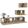 Set-di-Mobili-Porta-TV-4-pz-Rovere-Sonoma-in-Legno-Multistrato