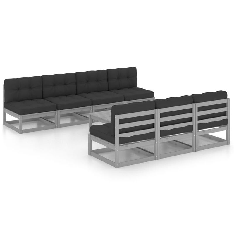 vidaXL-Set-Divani-da-Giardino-8-pz-con-Cuscini-Legno-Massello-Pino