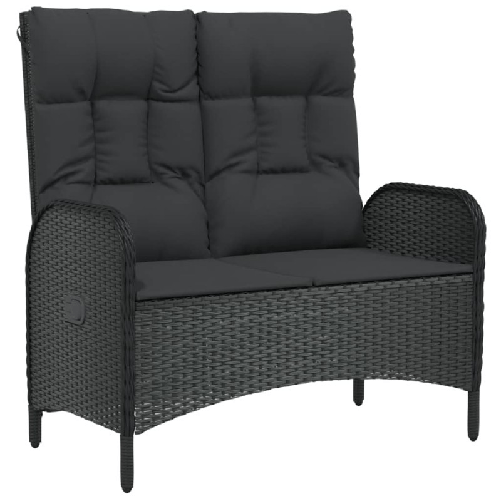 Panca-Reclinabile-da-Giardino-con-Cuscini-107cm-Polyrattan-Nera