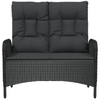 Panca-Reclinabile-da-Giardino-con-Cuscini-107cm-Polyrattan-Nera