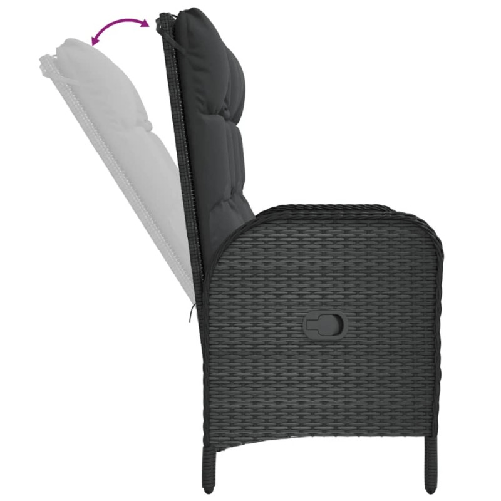 Panca-Reclinabile-da-Giardino-con-Cuscini-107cm-Polyrattan-Nera