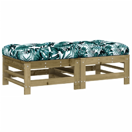 vidaXL-Poggiapiedi-Giardino-con-Cuscini-2pz-Legno-Impregnato-di-Pino