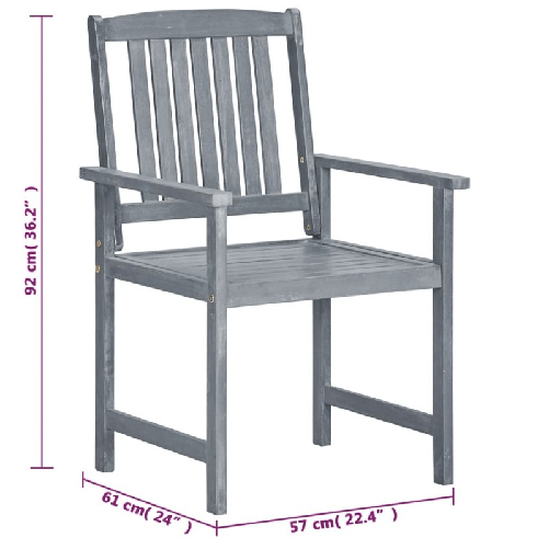 vidaXL-Sedie-da-Giardino-8-pz-in-Legno-Massello-di-Acacia-Grigio