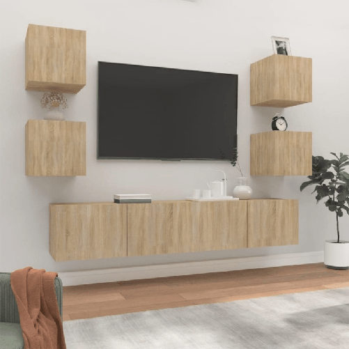 Set-di-Mobili-Porta-TV-6-pz-Rovere-Sonoma-in-Legno-Multistrato