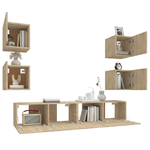 Set-di-Mobili-Porta-TV-6-pz-Rovere-Sonoma-in-Legno-Multistrato