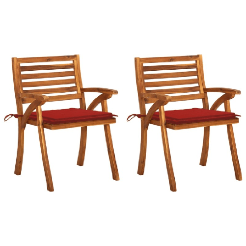 vidaXL-Sedie-da-Pranzo-da-Giardino-con-Cuscini-2-pz-Massello-di-Acacia
