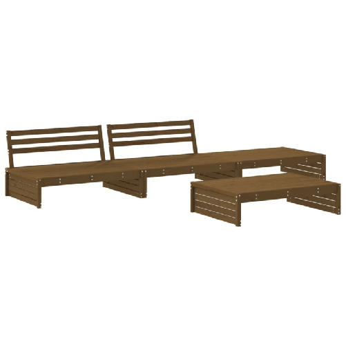 vidaXL-Set-Divani-da-Giardino-4-pz-con-Cuscini-in-Legno-Massello-Miele