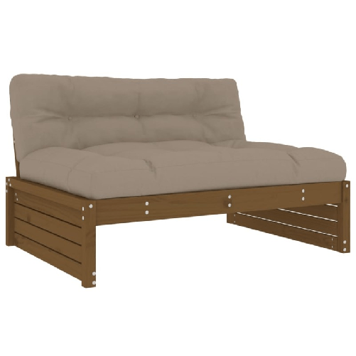 vidaXL-Set-Divani-da-Giardino-4-pz-con-Cuscini-in-Legno-Massello-Miele