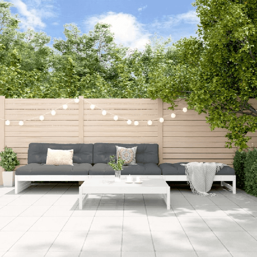 vidaXL-Set-Divani-da-Giardino-4pz-con-Cuscini-in-Legno-Massello-Bianco