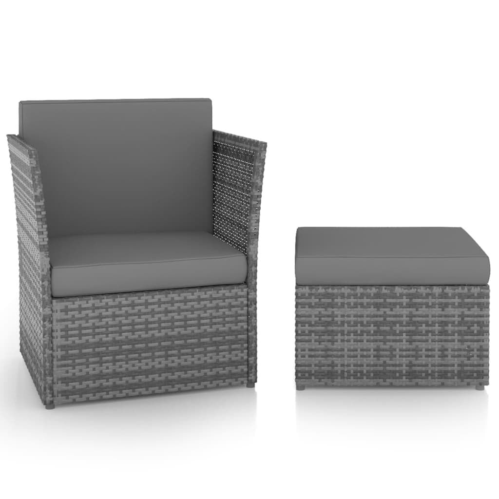 VidaXL 48193 sedia da esterno Terrazzo Seduta imbottita Acciaio, Rattan sintetico Grigio
