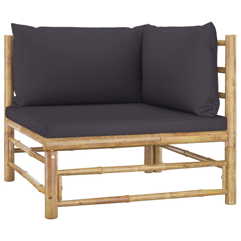 vidaXL-Set-Salotto-da-Giardino-8pz-con-Cuscini-Grigio-Scuro-Bambu