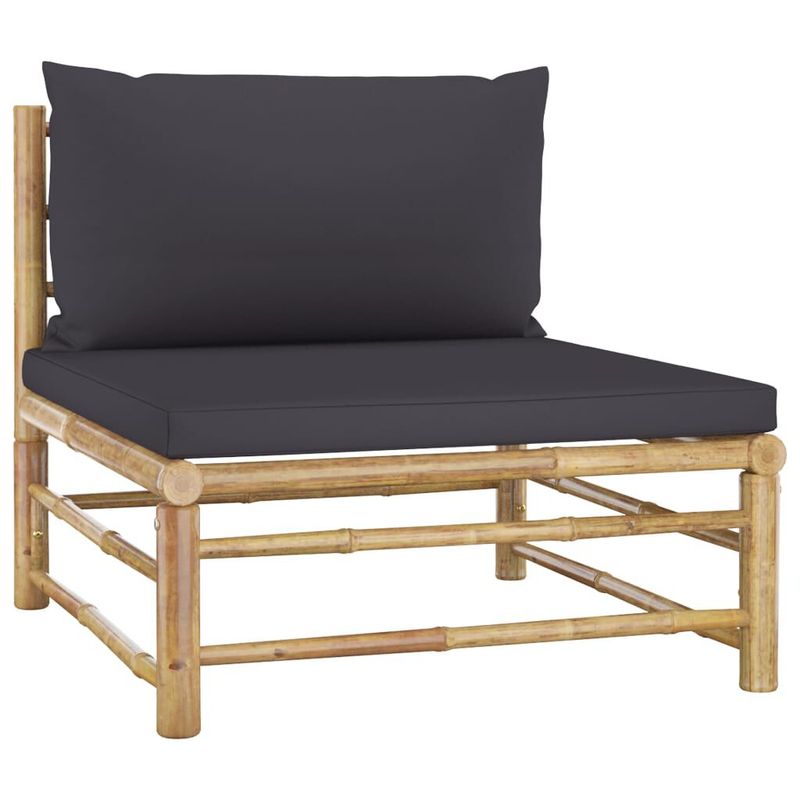 vidaXL-Set-Salotto-da-Giardino-8pz-con-Cuscini-Grigio-Scuro-Bambu