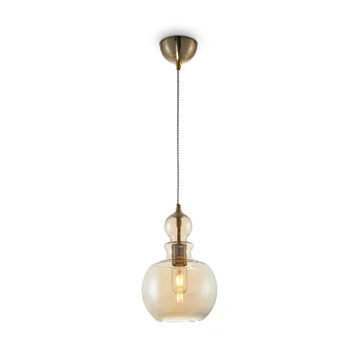 Sospensione-Vintage-Tone-Metallo-Bronzo-1-Luce-Diffusore-Vetro-Ambra