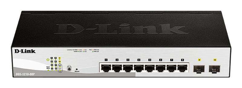 D-Link-DGS-1210-08P-Gestito-L2-Gigabit-Ethernet-10-100-1000-Supporto-Power-over-Ethernet-Nero