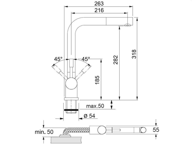 Franke-Miscelatore-Monocomando-Atlas-Doccia-Inox-Satinato