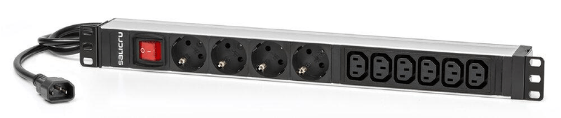 Salicru-Regleta-SPS-PDU-Unidad-de-Distribucion-de-Energia---4-Tomas-Schuko-y-6-Tomas-IEC-C13---Color-Negro