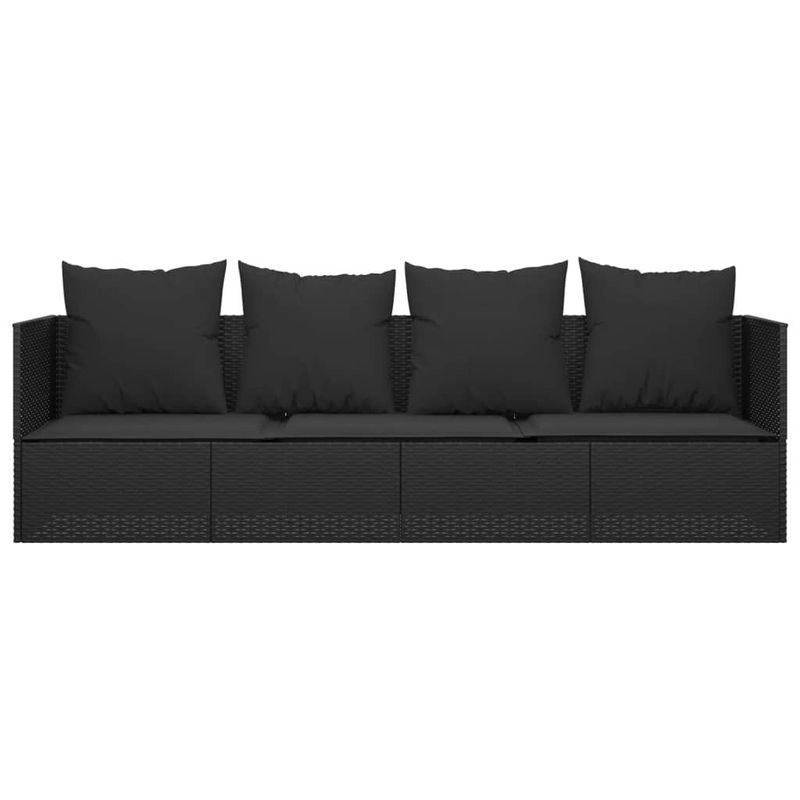 vidaXL-Lettino-Prendisole-da-Esterno-con-Cuscini-Nero-in-Polyrattan