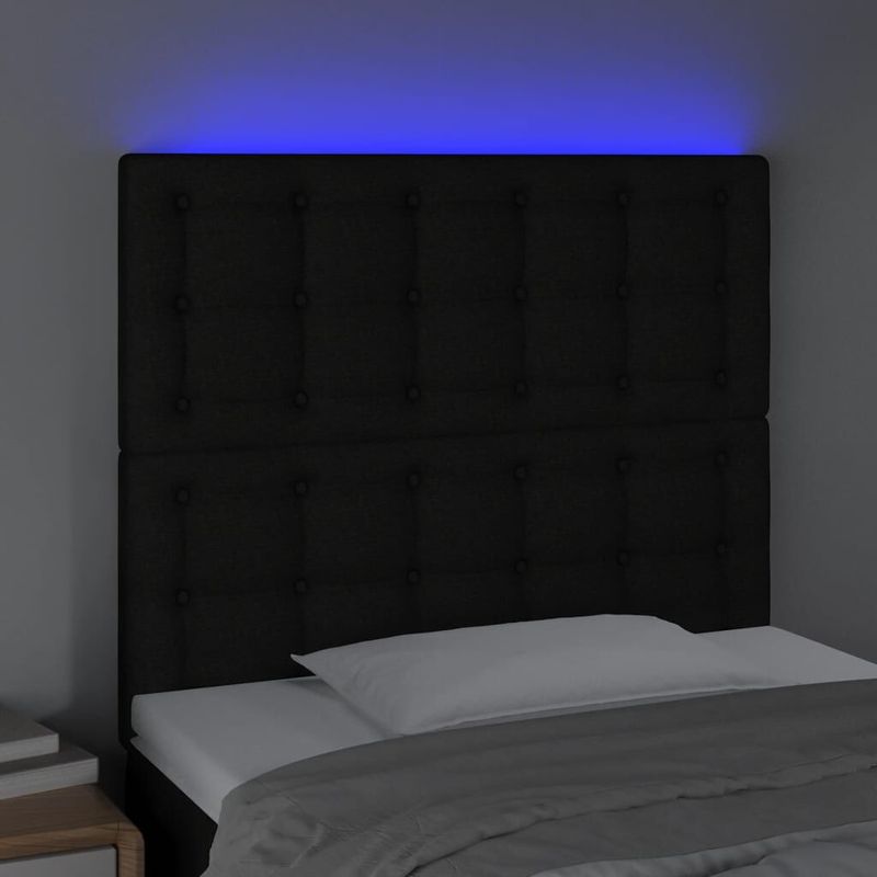 vidaXL-Testiera-a-LED-Nera-80x5x118-128-cm-in-Tessuto