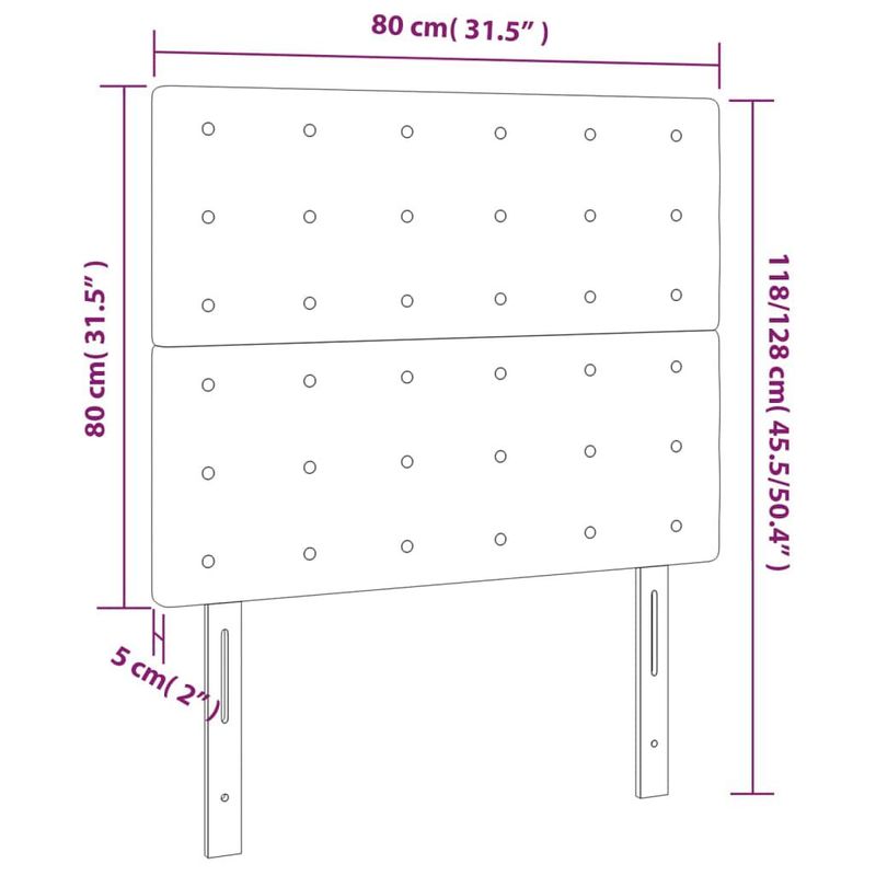 vidaXL-Testiera-a-LED-Nera-80x5x118-128-cm-in-Tessuto