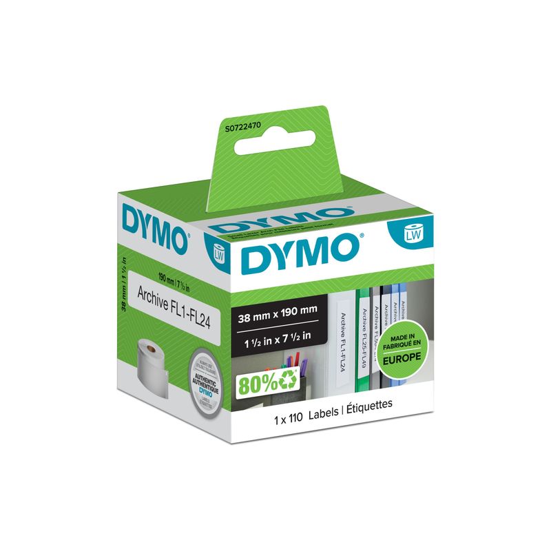 DYMO-ROTOLO-110-ETICHETTE-REGISTRATORE-P-38X190MM-X-LW-990180