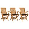 vidaXL-Sedie-da-Giardino-con-Cuscini-Neri-4-pz-Massello-di-Teak