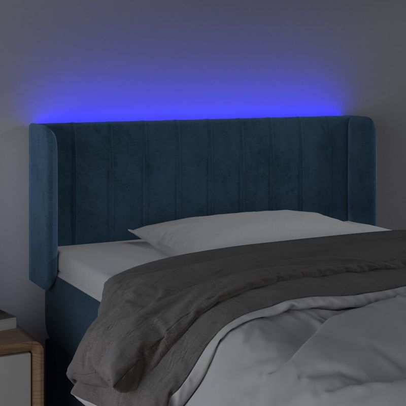 Testiera-a-LED-Blu-Scuro-83x16x78-88-cm-in-Velluto