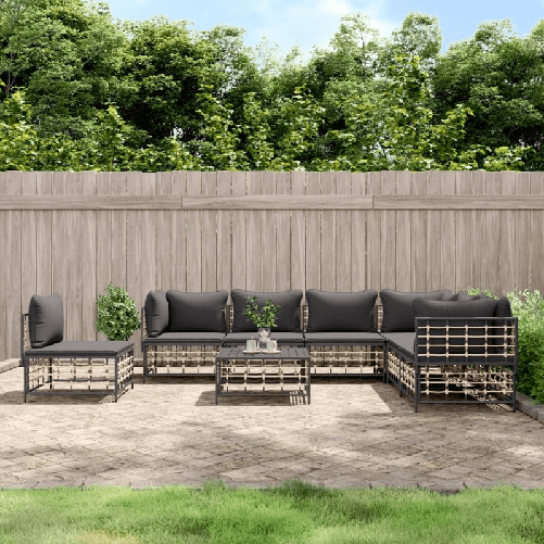 Set-Divani-da-Giardino-8-pz-con-Cuscini-Antracite-in-Polyrattan