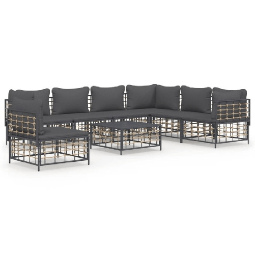 Set-Divani-da-Giardino-8-pz-con-Cuscini-Antracite-in-Polyrattan