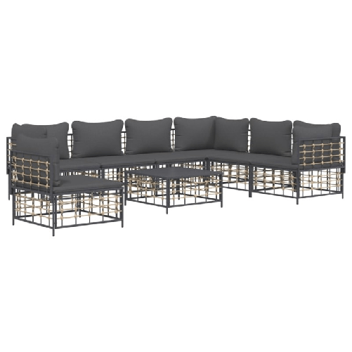 Set-Divani-da-Giardino-8-pz-con-Cuscini-Antracite-in-Polyrattan