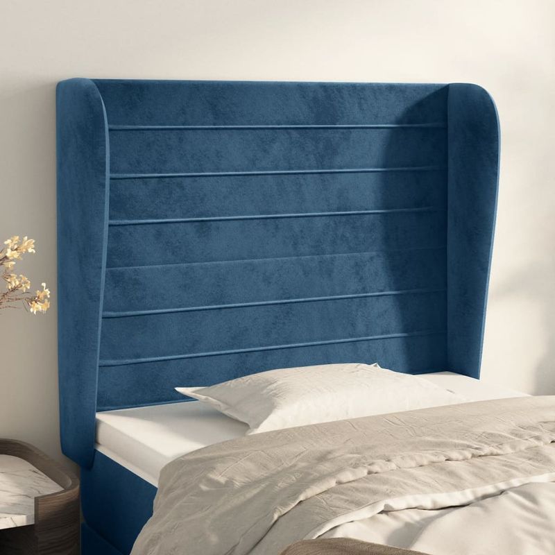 Testiera-ad-Orecchio-Blu-Scuro-83x23x78-88-cm-in-Velluto