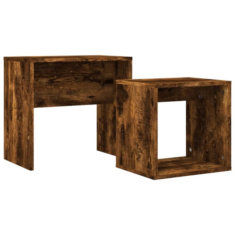 vidaXL-Tavolini-Impilabili-2-pz-Rovere-Fumo-in-Legno-Multistrato