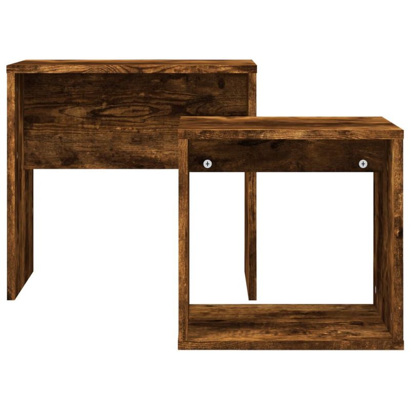 vidaXL-Tavolini-Impilabili-2-pz-Rovere-Fumo-in-Legno-Multistrato