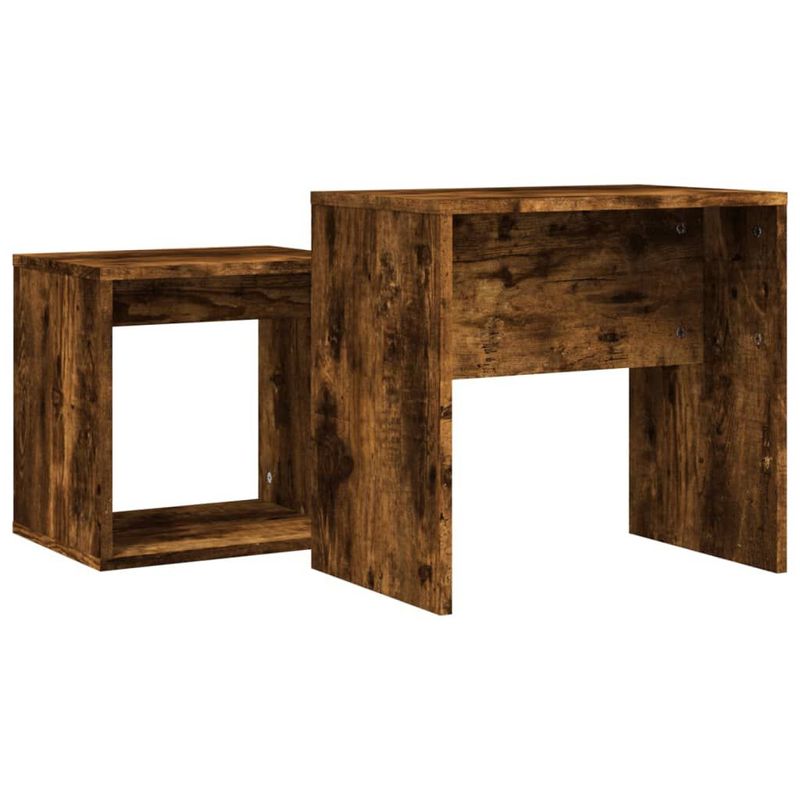 vidaXL-Tavolini-Impilabili-2-pz-Rovere-Fumo-in-Legno-Multistrato