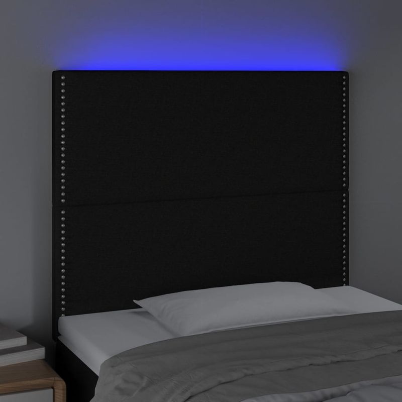 vidaXL-Testiera-a-LED-Nera-144x5x78-88-cm-in-Tessuto