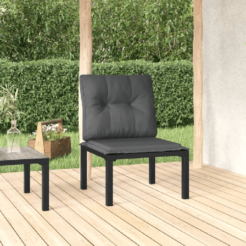 vidaXL-Poltrona-da-Giardino-con-Cuscini-Polyrattan-Nero-e-Grigio