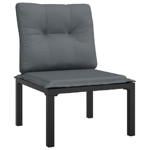 vidaXL-Poltrona-da-Giardino-con-Cuscini-Polyrattan-Nero-e-Grigio