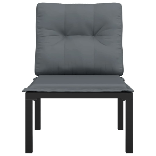 vidaXL-Poltrona-da-Giardino-con-Cuscini-Polyrattan-Nero-e-Grigio