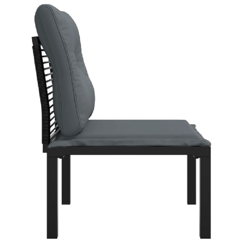 vidaXL-Poltrona-da-Giardino-con-Cuscini-Polyrattan-Nero-e-Grigio