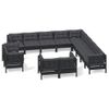 vidaXL-Set-Divani-da-Giardino-13-pz-con-Cuscini-Neri-Massello-di-Pino