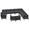 vidaXL-Set-Divani-da-Giardino-13-pz-con-Cuscini-Neri-Massello-di-Pino